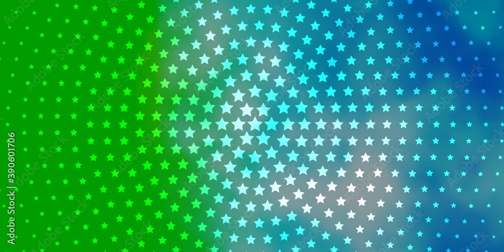 Light Blue, Green vector template with neon stars. Light Blue, Green vector template with neon stars.