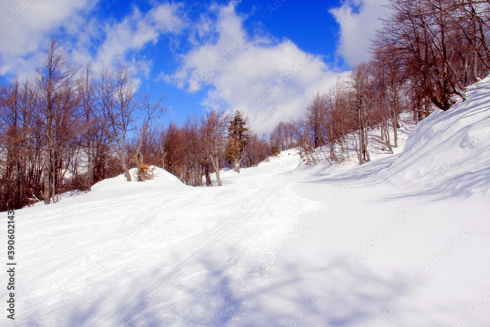 Mountains covered with snow in winter. Mountains covered with snow in winter.
