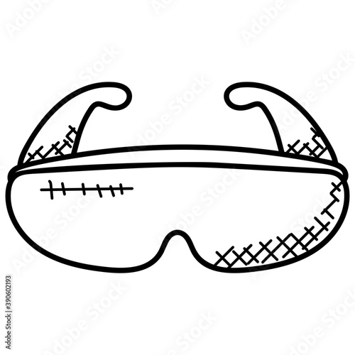 
A a glasses frame doodle icon  to show blue blocker glasses
