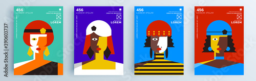 Modern abstract covers set, minimal covers design. Colorful geometric background, vector illustration.
