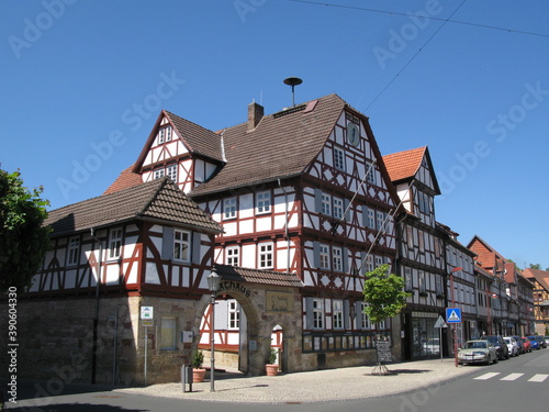 Rathaus, Marktstraße und Schlagdstraße in Wanfried an der Werra in Hessen am Hainich