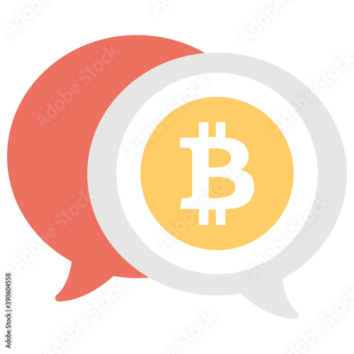
Chat bubble and bitcoin icon together showing a forum where people talk perform bitcoin chats
