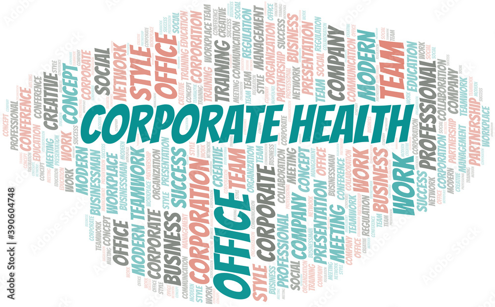 Fototapeta premium Corporate Health vector word cloud, made with text only.