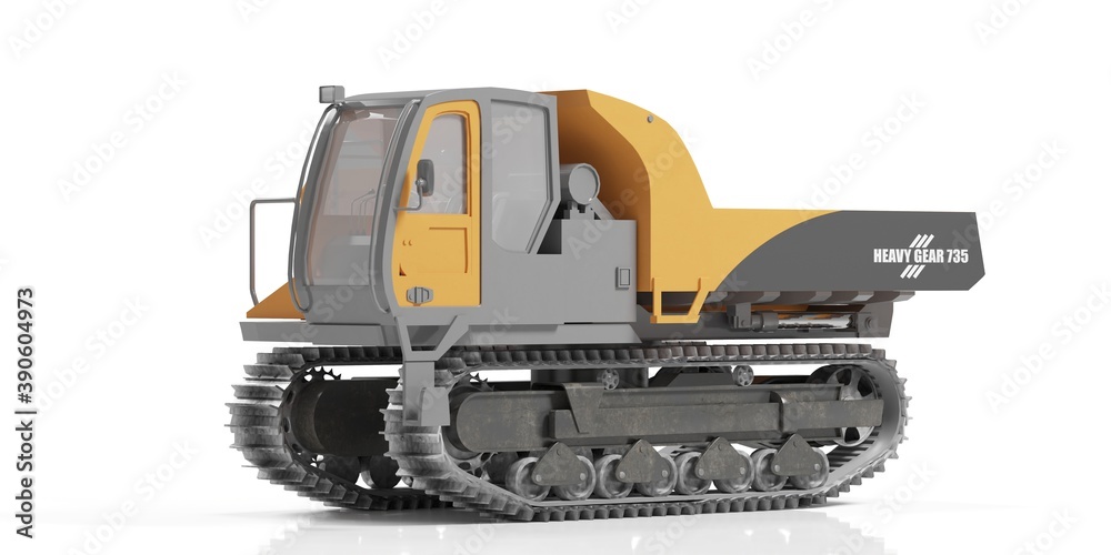 Fototapeta premium Tracked dumped and carriers white background isolated. 3d render