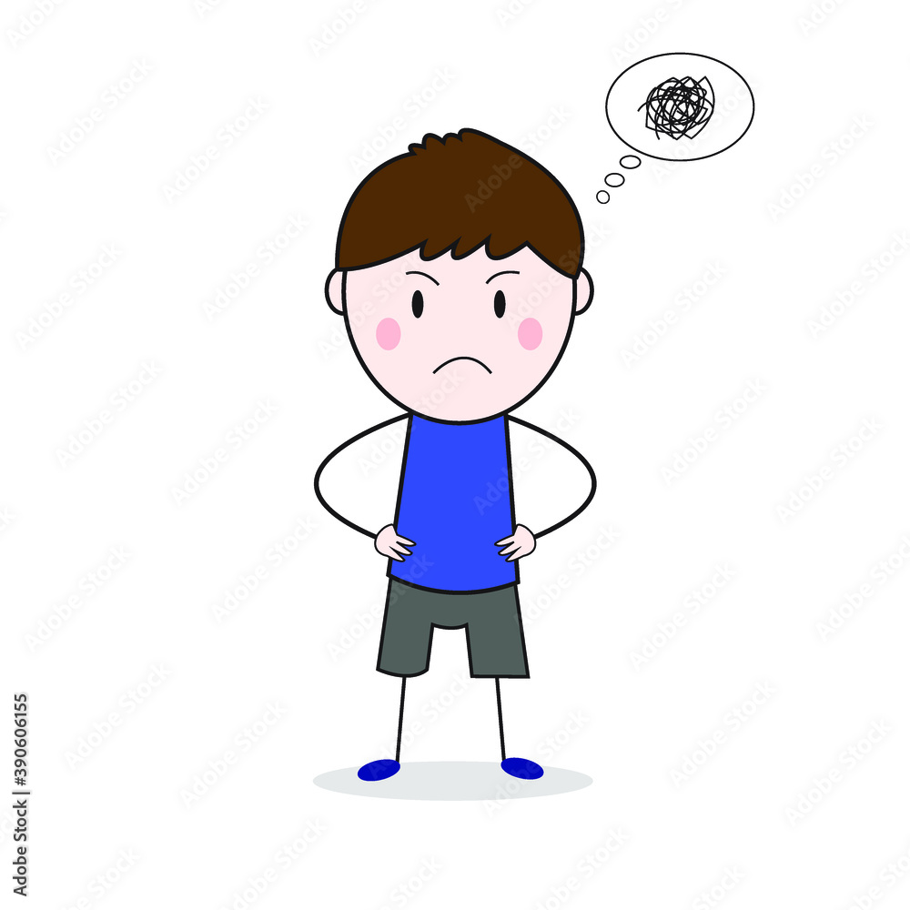 Doodle Frown Face Standing With Akimbo Pose Cartoon Vector. Doodle Frown Face Standing With Akimbo Pose Cartoon Vector.