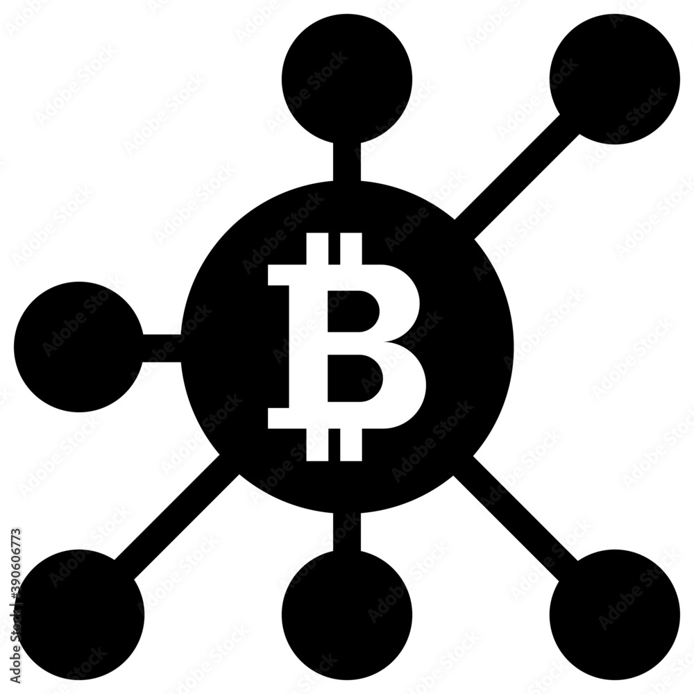 Bitcoin network topology glyph icon with bitcoin sign surrounded by waves and connections.
Bitcoin network topology glyph icon with bitcoin sign surrounded by waves and connections.
