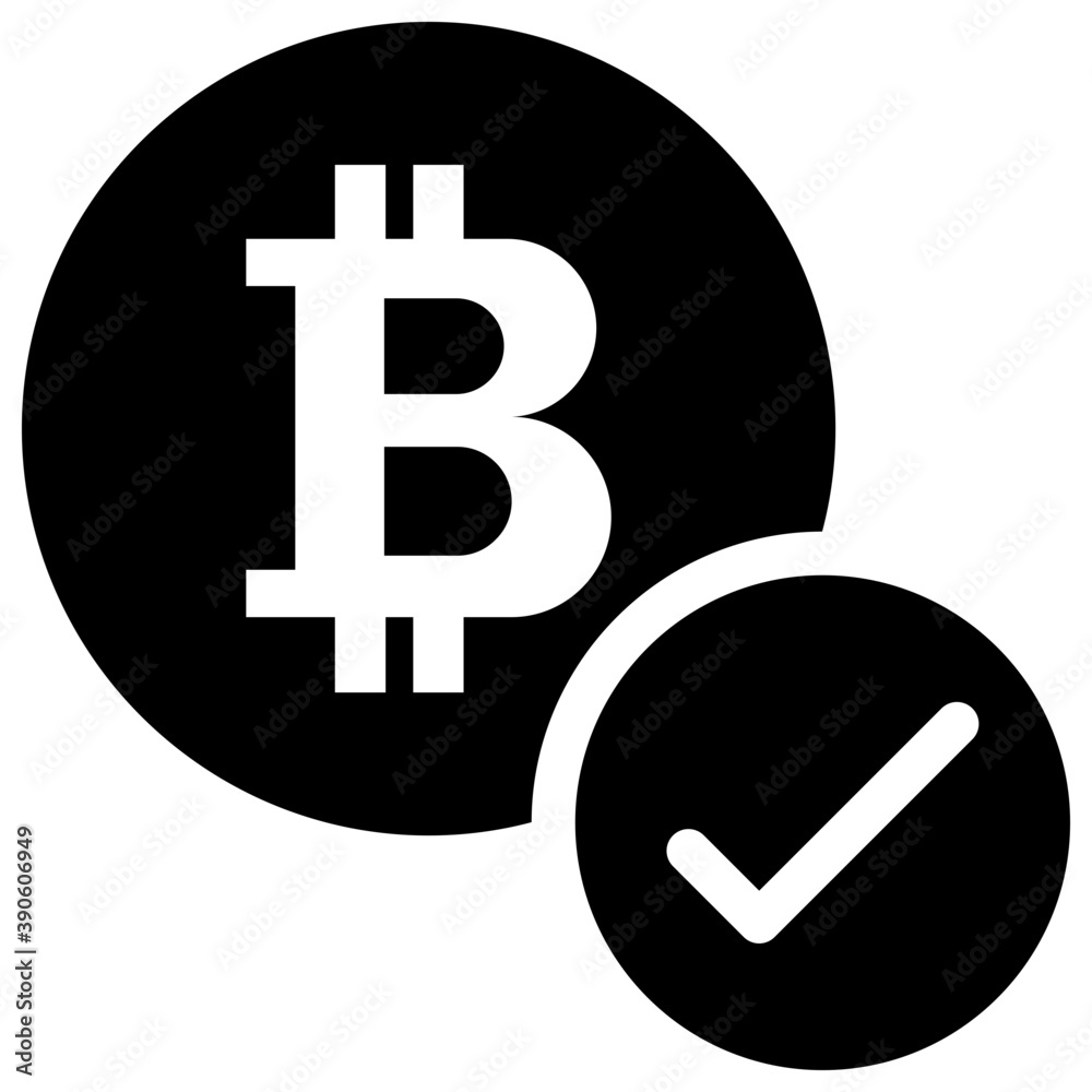 A glyph of bitcoin with tick symbol giving the concept of bitcoin confirmed transaction
A glyph of bitcoin with tick symbol giving the concept of bitcoin confirmed transaction