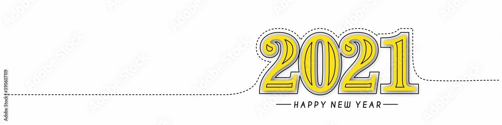Naklejka premium Happy New Year 2021 Text Typography Design Patter, Vector illustration.