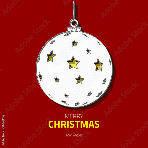 red christmas ball with stars