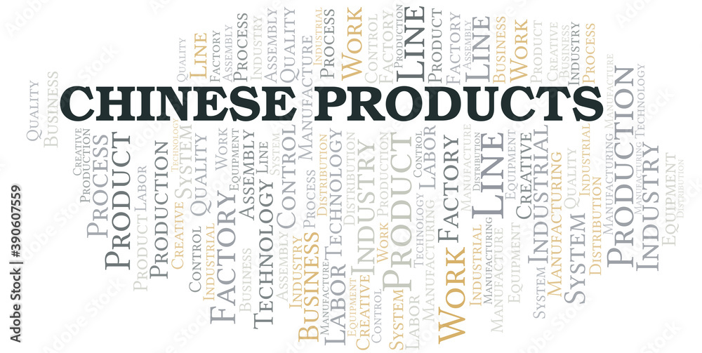 Chinese Products word cloud create with text only.