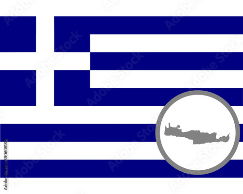 Fahne und Landkarte von Kreta