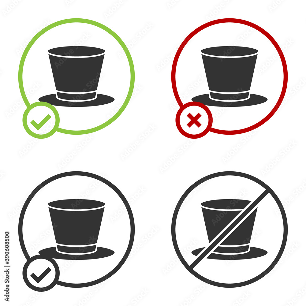 Obraz premium Black Cylinder hat icon isolated on white background. Circle button. Vector.