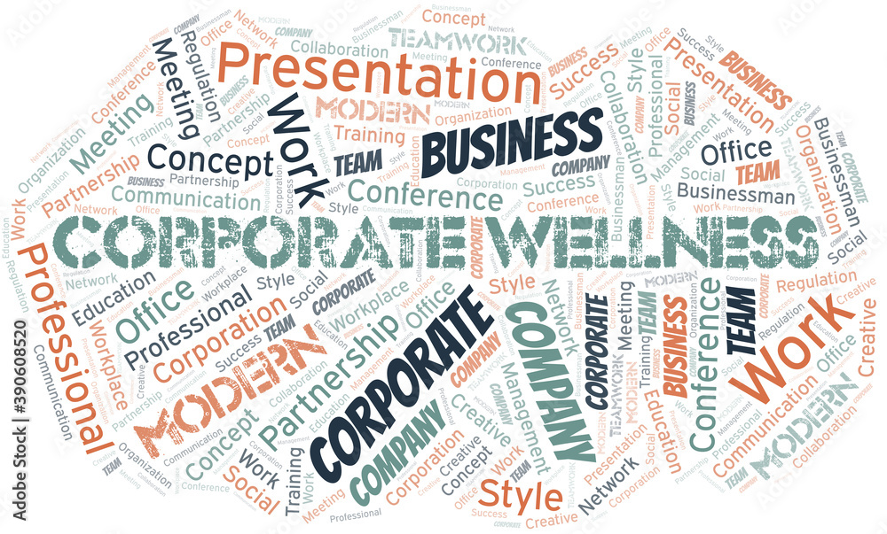 Corporate Wellness vector word cloud, made with text only.