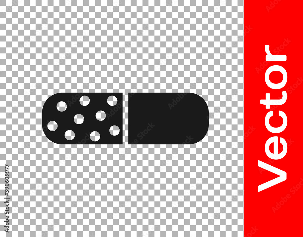 Black Vitamin complex of pill capsule icon isolated on transparent background. Healthy lifestyle. Vector. Black Vitamin complex of pill capsule icon isolated on transparent background. Healthy lifestyle. Vector.