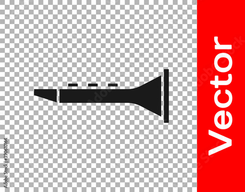 Black Clarinet icon isolated on transparent background. Musical instrument. Vector.