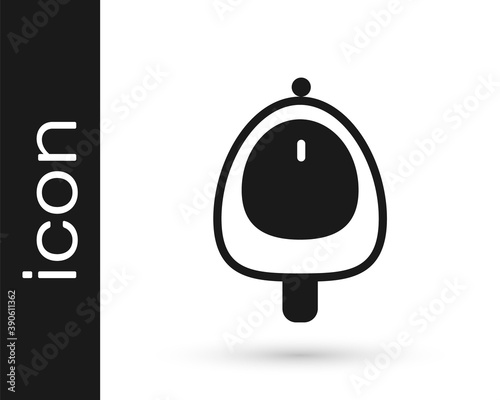 Black Toilet urinal or pissoir icon isolated on white background. Urinal in male toilet. Washroom, lavatory, WC. Vector.