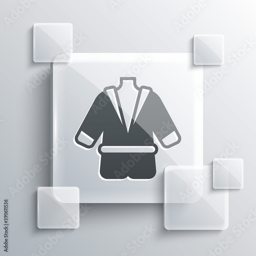 Grey Bathrobe icon isolated on grey background. Square glass panels. Vector.
