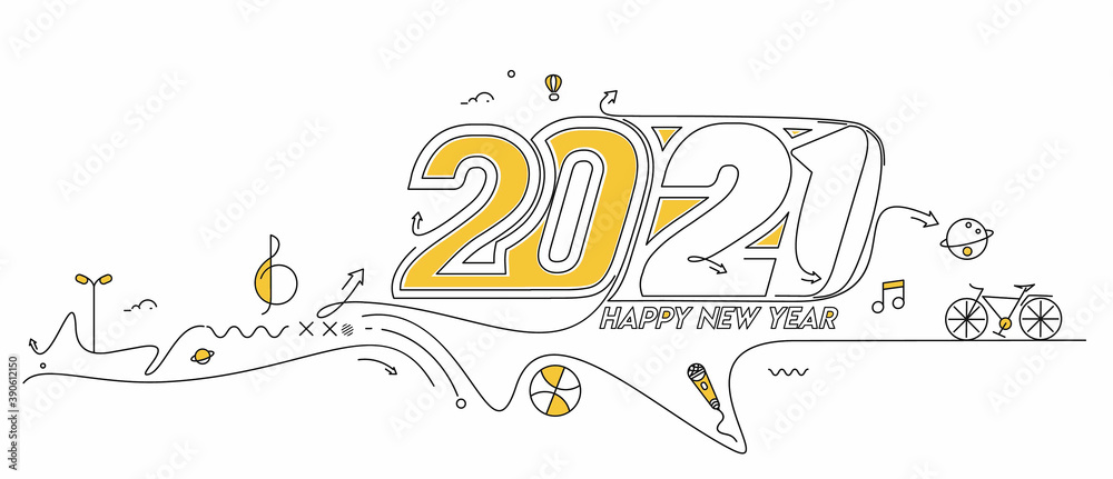 Happy New Year 2021 Text Typography Design Patter, Vector illustration. Happy New Year 2021 Text Typography Design Patter, Vector illustration.