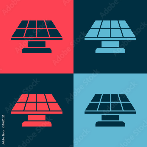 Pop art Solar energy panel icon isolated on color background. Vector.
