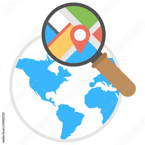 
This flat icon represent the concept of geo targeting search engine optimization through magnifier and globe.
 photo