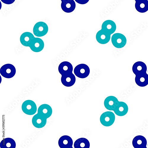 Fototapeta Naklejka Na Ścianę i Meble -  Blue Cell division process icon isolated seamless pattern on white background. Vector.