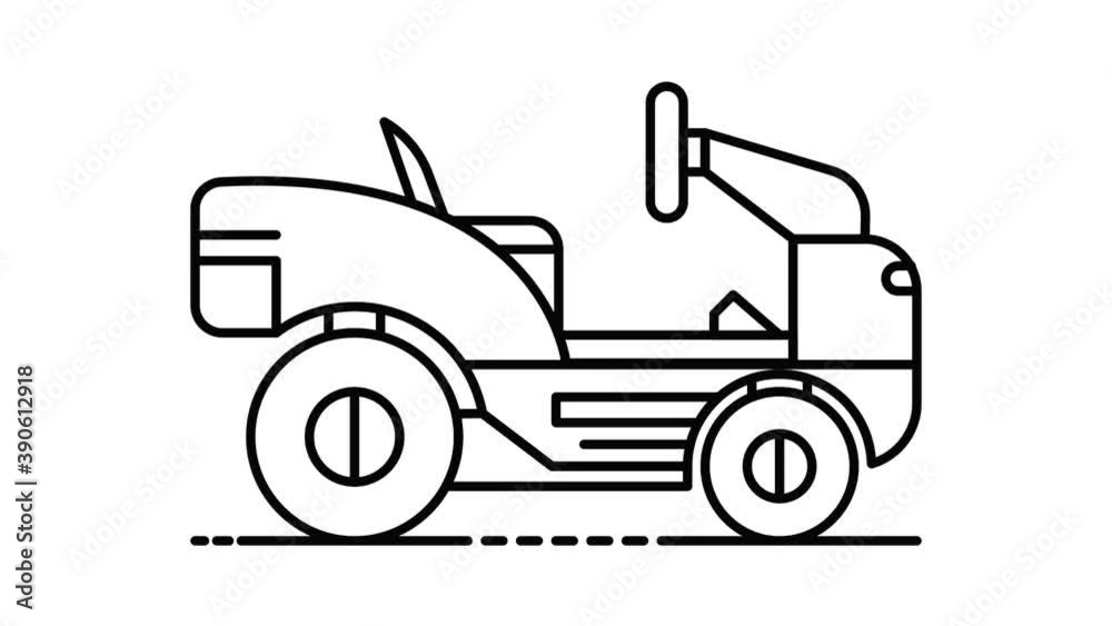 Lawnmower icon animation. Motion set of best icons and then each objects is shown separately Lawnmower icon animation. Motion set of best icons and then each objects is shown separately