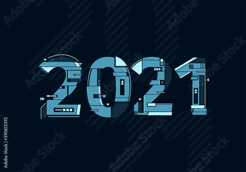 Modern futuristic template for 2021. 2021 tech composition. Business technology concept. Vector illustration.