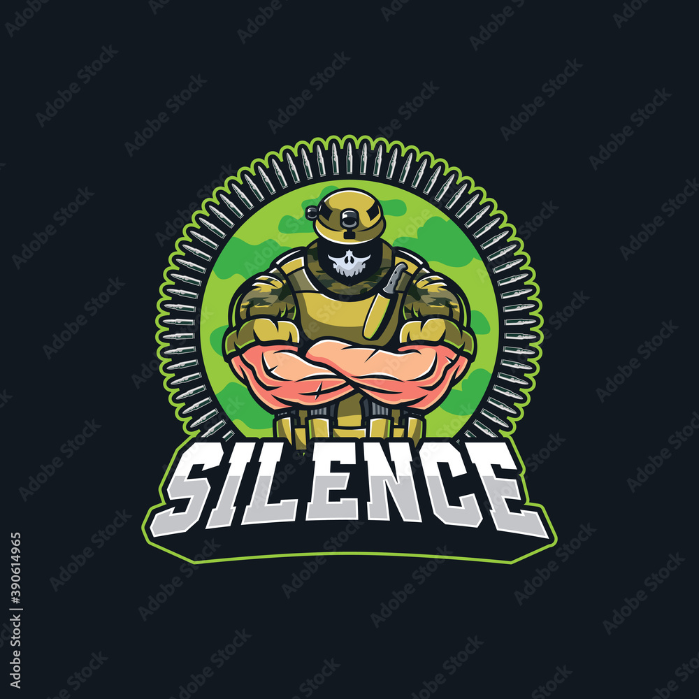 Silence Army Mascot E sport logo Silence Army Mascot E sport logo