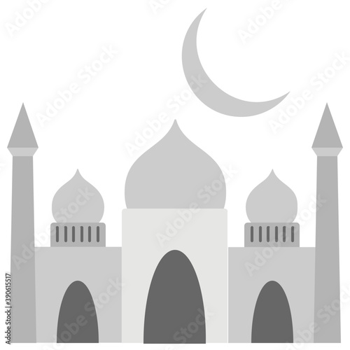 
Muslim praying place, the mosque along with new moon is apparently describing the start of  holy month of ramadan
