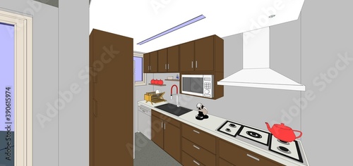 Perspective kitchen furniture design