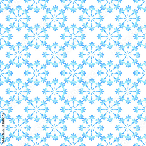 Vector seamless pattern with floral, repeating element. Pattern with a blue flower on a white background. Use in textiles, clothing, wallpaper, design, baby backgrounds, wrapping paper.