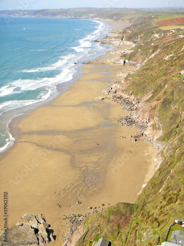 Wallpaper Mural Aerial view of Whitsand Bay in Cornwall	 Torontodigital.ca