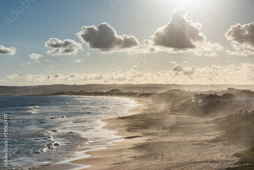 Keurboomstrand Beach in Late Afternoon Light and Ocean Mist, South Africa