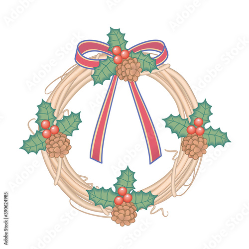 リボンのついたクリスマスリース