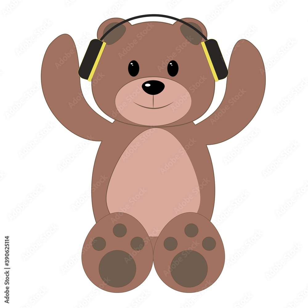 Obraz premium Cartoon bear with headphones