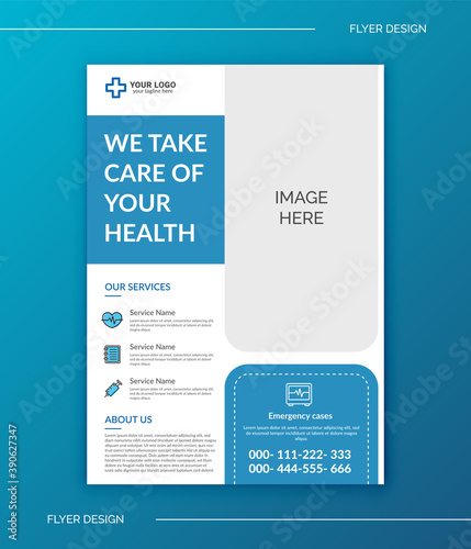 Corporate medical Flyer template cover design layout.