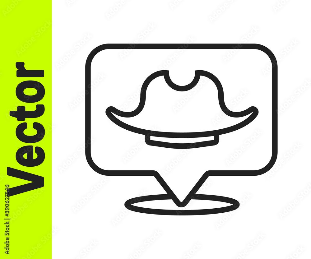 Black line Location pirate icon isolated on white background. Vector. Black line Location pirate icon isolated on white background. Vector.