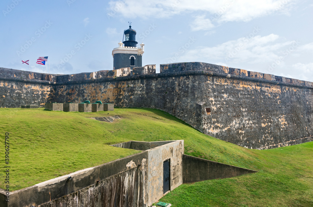el morro fortress walls and lighthouse