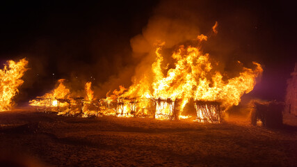 View of a massive fire in the town