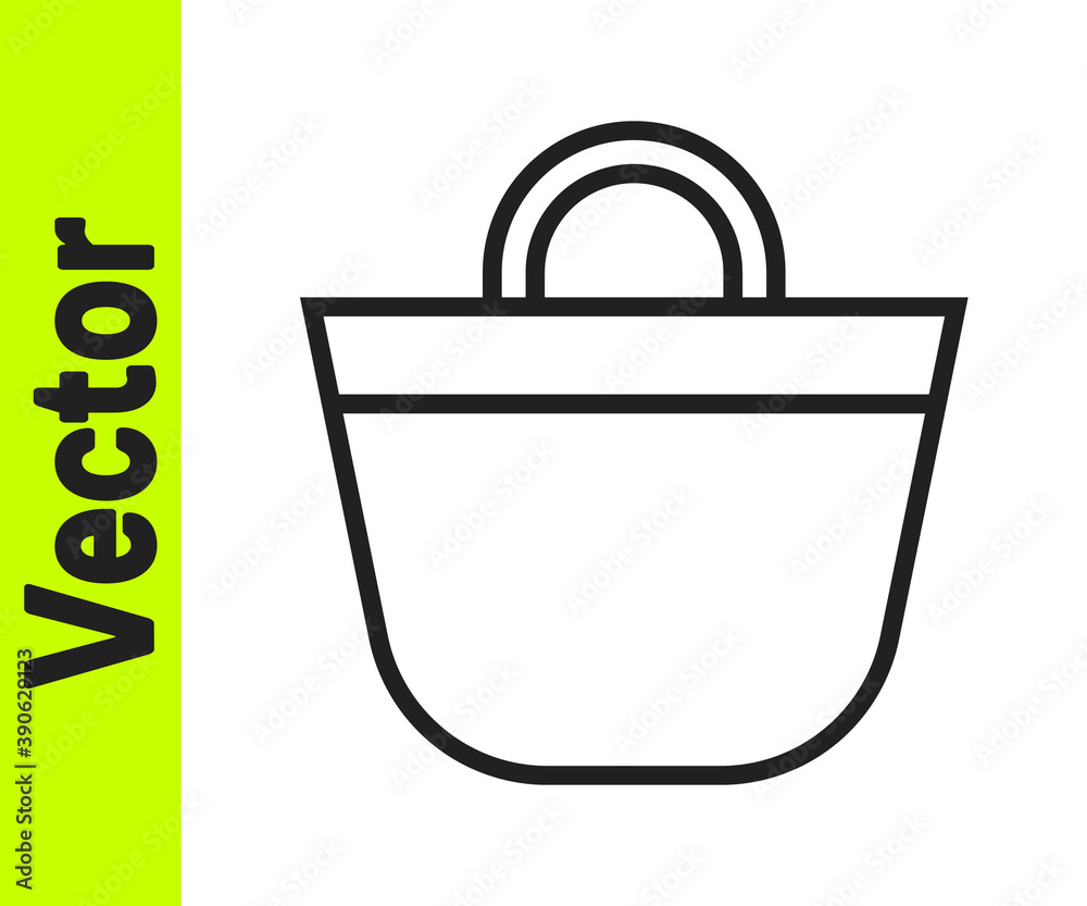 Black line Beach bag icon isolated on white background. Vector. Black line Beach bag icon isolated on white background. Vector.