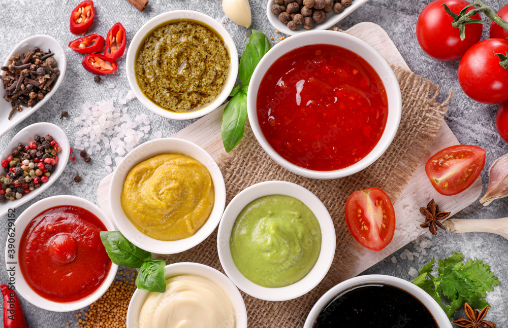 Assorted tasty rich sauces Assorted tasty rich sauces