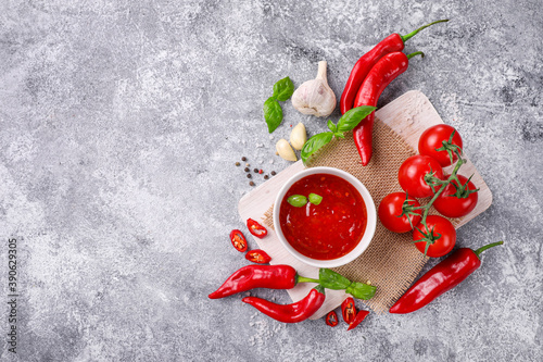 Hot spicy chili sauce photo