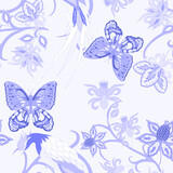 Oriental motives. Seamless pattern with beautiful ethnic flowers, bird and butterly. Floral decoration. Traditional paisley pattern. Textile design texture.Tribal ethnic vintage seamless pattern.	