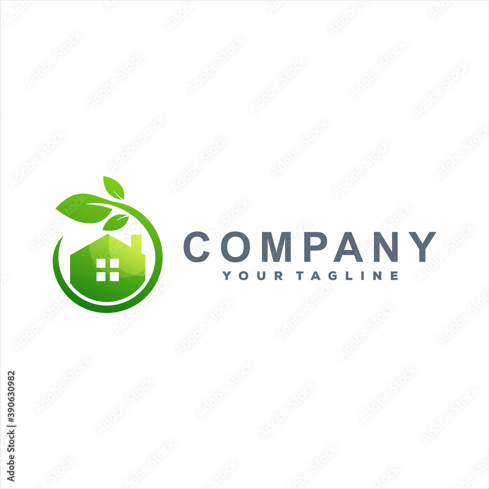 green house gradient logo design