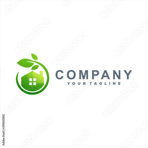 green house gradient logo design