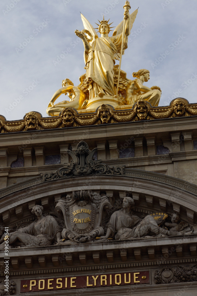 Paris (France). Architectural detail of the Opera Garnier in the city of Paris