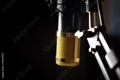 Tablou pe pânză Isolated microphone in a home recording studio