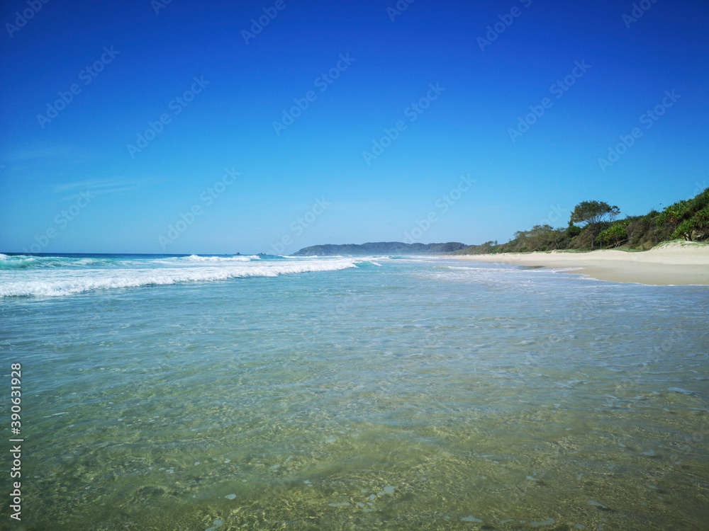 Idyllic beach on the Gold Coast with aqua seas and golden sands - Australia