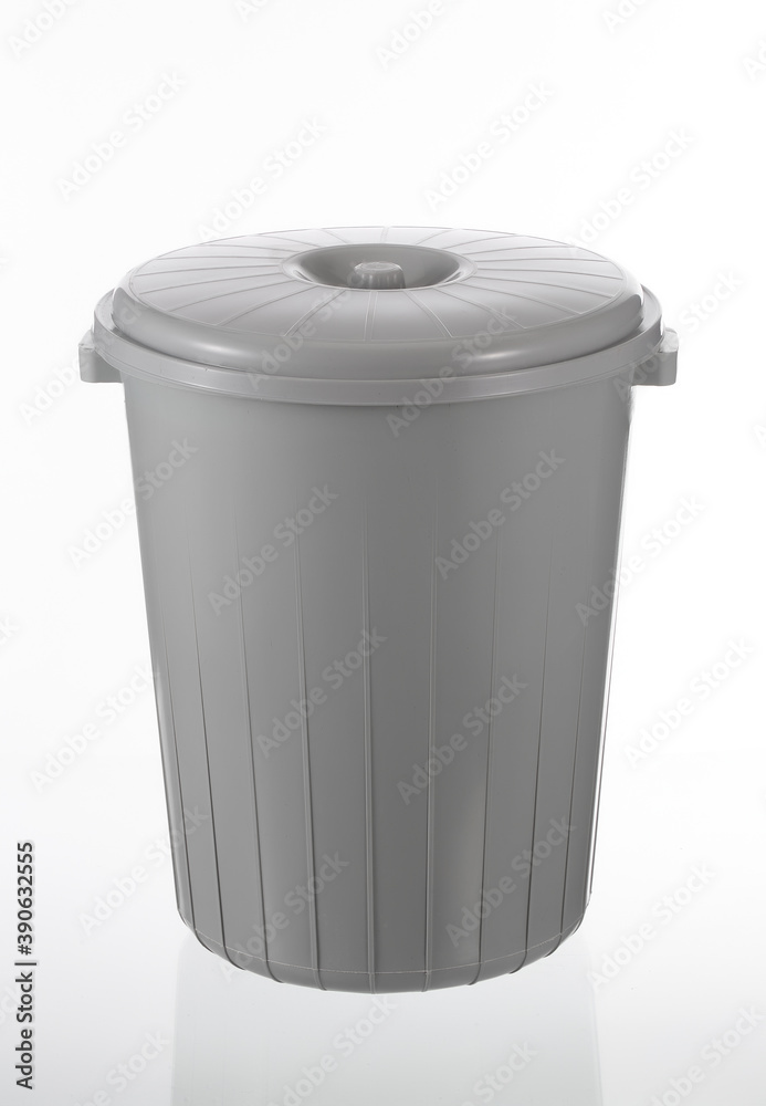 Plastic Rubbish Tin on white Plastic Rubbish Tin on white