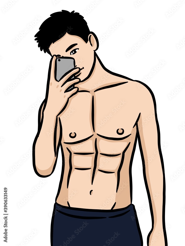 Fototapeta premium cartoon cute man on white background